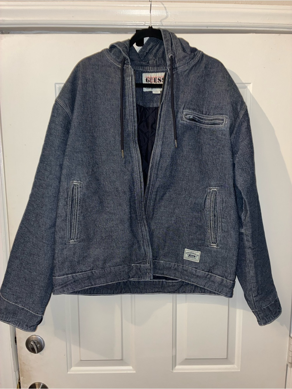 GUESS Men’s Hooded Denim Jacket - Indigo Blue